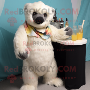 Cream Sloth Bear maskot...