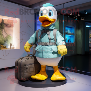 Cyan Duck mascotte kostuum...