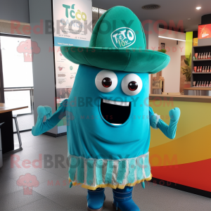 Cyan Tacos maskot kostume...