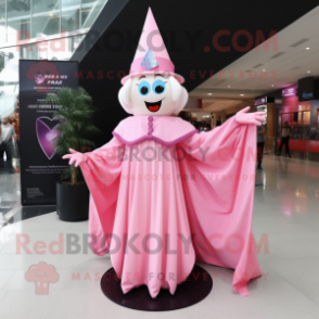 Pink Magician mascot costume character dressed with a Ball Gown and Scarf clips