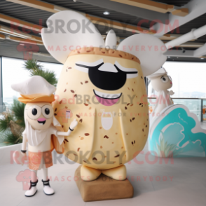 Cream Tacos mascot costume character dressed with a One-Piece Swimsuit and Hairpins