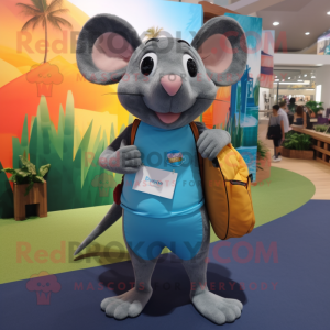 Cyan Ratatouille mascot costume character dressed with a Bikini and Backpacks