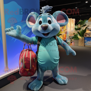 Cyan Ratatouille mascot costume character dressed with a Bikini and Backpacks