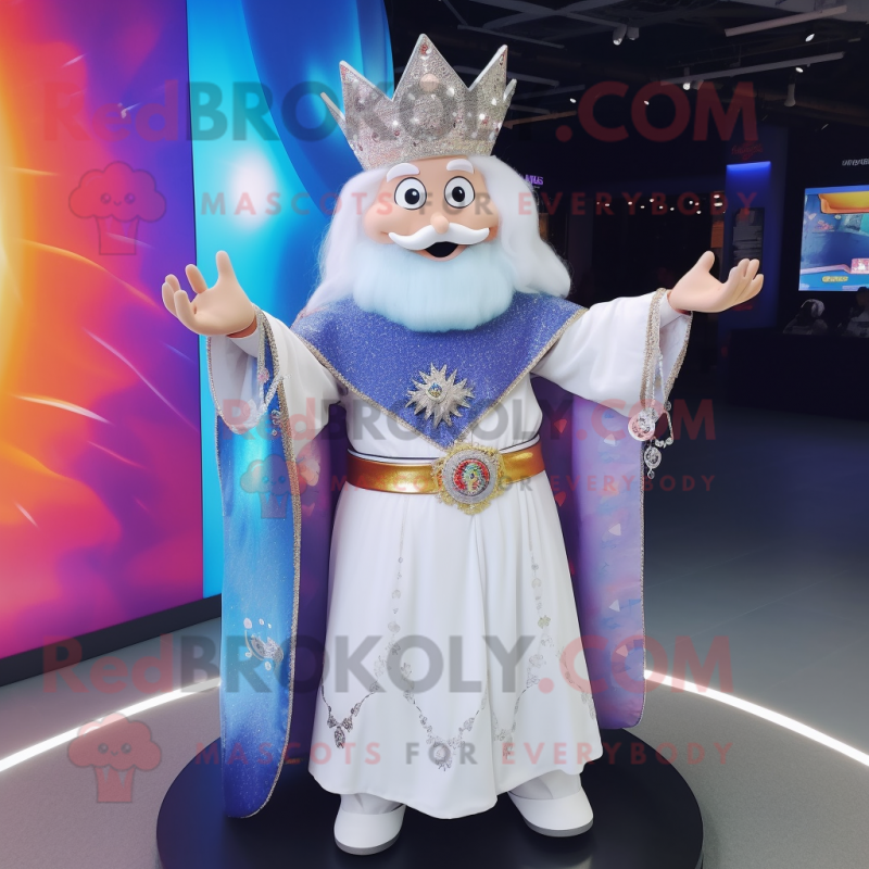 nan Wizard mascot costume character dressed with a Wedding Dress and Bracelets