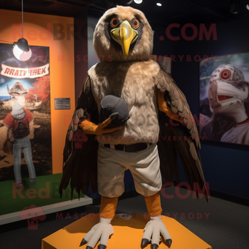 Rust Vulture mascot costume character dressed with a Baseball Tee and Earrings