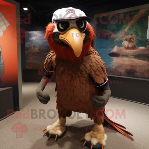 Rust Vulture mascot costume character dressed with a Baseball Tee and Earrings