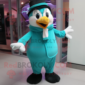 Teal Ice mascot costume character dressed with a Tuxedo and Scarf clips