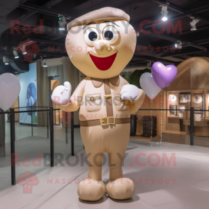 Beige Heart Shaped Balloons mascot costume character dressed with a Playsuit and Belts
