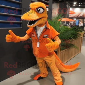 Orange Velociraptor maskot...