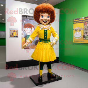 Yellow Irish Dancer mascot costume character dressed with a Dress Pants and Pocket squares