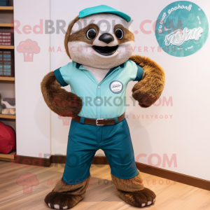 Teal Sloth mascotte kostuum...