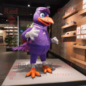Purple Pigeon maskot kostym...