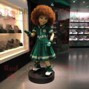 Forest Green Irish Dancing Shoes mascot costume character dressed with a Playsuit and Bracelet watches