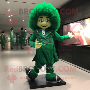 Forest Green Irish Dancing Shoes mascot costume character dressed with a Playsuit and Bracelet watches