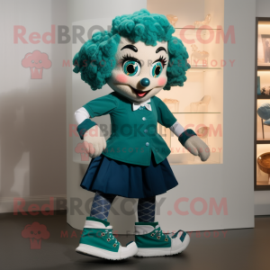 Teal Irish Dancing Shoes mascot costume character dressed with a Polo Tee and Shoe clips