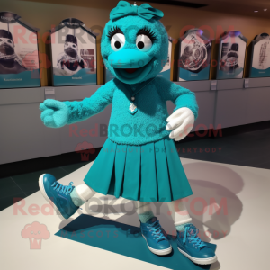 Teal Irish Dancing Shoes mascot costume character dressed with a Polo Tee and Shoe clips