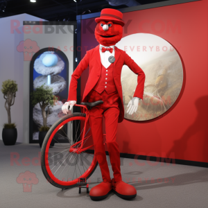 Rød Unicyclist maskot drakt...