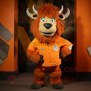 Orange bison maskot kostym...