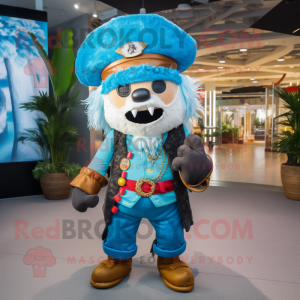 Personaje de traje de mascota pirata blanco vestido con un abrigo y bolsos  de embrague - Disfraces de mascotas -  Tamaño L (175-180 CM)
