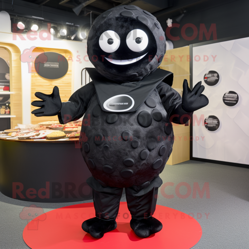 Black Sushi mascot costume character dressed with a Playsuit and Cufflinks