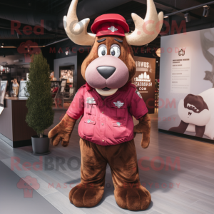 Maroon Moose mascot costume character dressed with a Cargo Pants and Hairpins