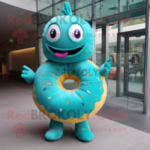 Turquoise Donut mascotte...