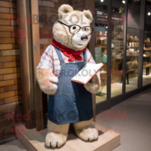 nan Bear mascot costume character dressed with a Jeggings and Reading glasses