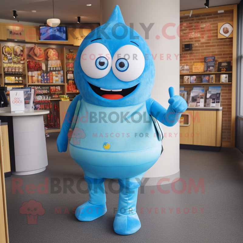 Blue Gyro mascot costume character dressed with a Leggings and Wallets