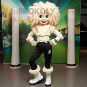 Cream Irish Dancing Shoes mascot costume character dressed with a Jeggings and Hair clips