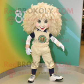 Cream Irish Dancing Shoes mascot costume character dressed with a Jeggings and Hair clips