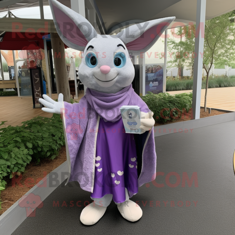 Lavender Ray mascot costume character dressed with a Cover-up and Clutch bags