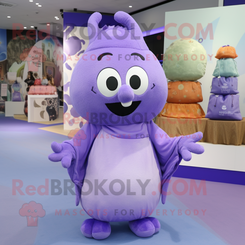 Lavender Ray mascot costume character dressed with a Cover-up and Clutch bags