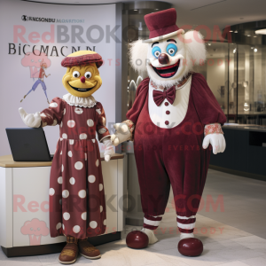 Rödbrun clown maskot kostym...