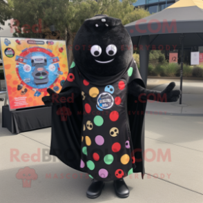 Black Pizza Slice mascot costume character dressed with a Jumpsuit and Shawls