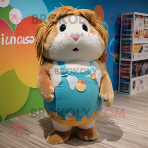 nan Guinea Pig mascot costume character dressed with a One-Piece Swimsuit and Coin purses