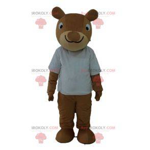 Brown squirrel mascot smiling with a white t-shirt -