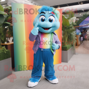 Cyan-Regenbogen Maskottchen...