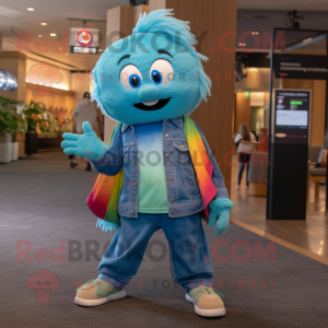 Cyan Rainbow maskot kostym...