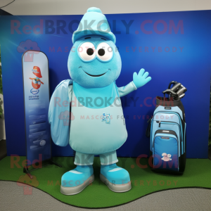 Cyan Golf Bag maskot drakt...