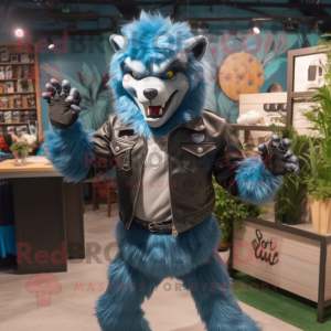 Sky Blue Werewolf maskot...