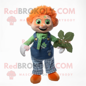 Orange Bunch Of Shamrocks mascot costume character dressed with a Chambray Shirt and Scarf clips