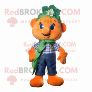 Orange Bunch Of Shamrocks mascot costume character dressed with a Chambray Shirt and Scarf clips