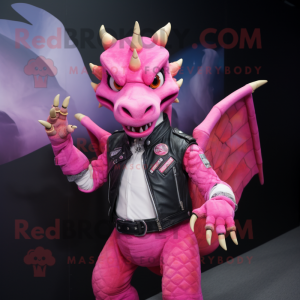 Pink Dragon maskot kostume...