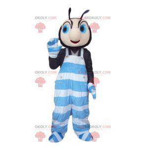 Mascote Inseto Preto E Rosa Em Macacao Azul E Cortar L 175 180cm