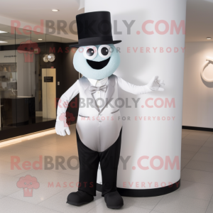 Silver Scented Candle mascot costume character dressed with a Dress Pants and Hats