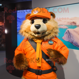 Orange Marmot maskot kostym...