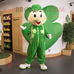 Olive Bunch Of Shamrocks mascot costume character dressed with a Joggers and Coin purses