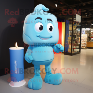 Sky Blue Scented Candle mascot costume character dressed with a Shorts and Anklets