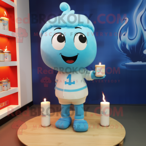 Sky Blue Scented Candle mascot costume character dressed with a Shorts and Anklets