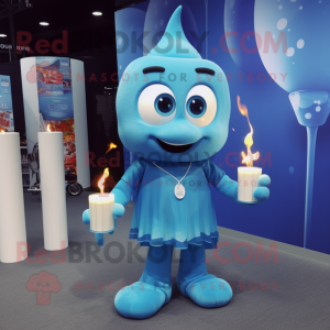 Sky Blue Scented Candle mascot costume character dressed with a Shorts and Anklets